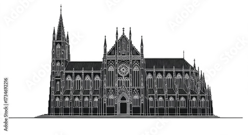 black vector of gothic church in silhouette