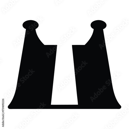 Monochrome royal crown with two rounded finials and central band