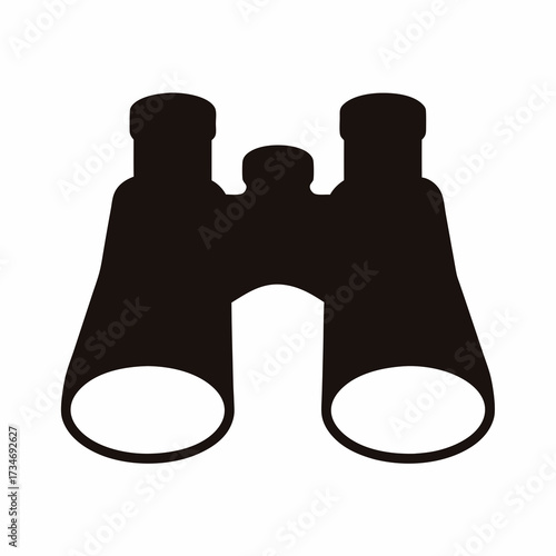 Black silhouette of binoculars against a white background, optical instrument
