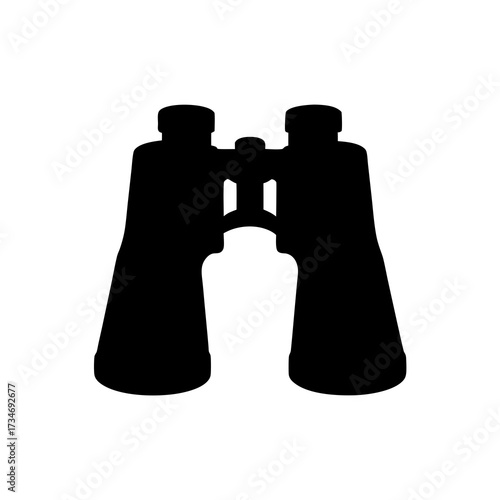 Silhouette of binoculars for exploring the world, seeing far away objects