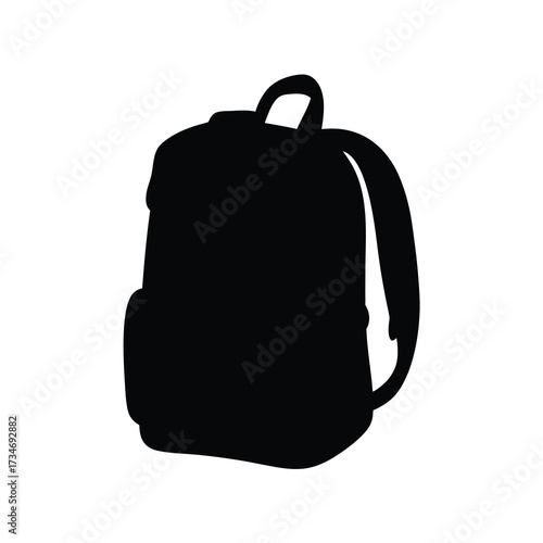 Silhouette of a backpack, school bag, or knapsack, minimalist design
