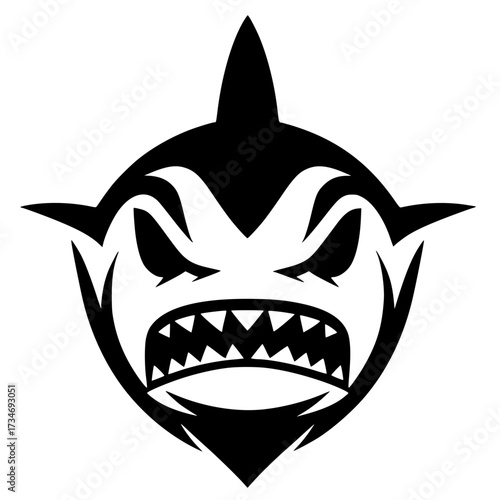 Angry shark logo silhouette vector design