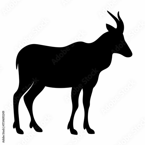 Silhouette of a gazelle, a horned African mammal with a slender build