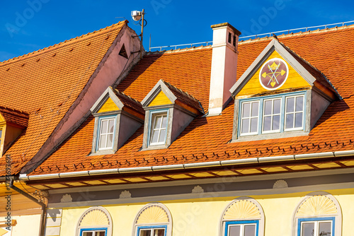 Sibiu, Romania. Historical downtown of medieval Saxon city in famous Transylvania
