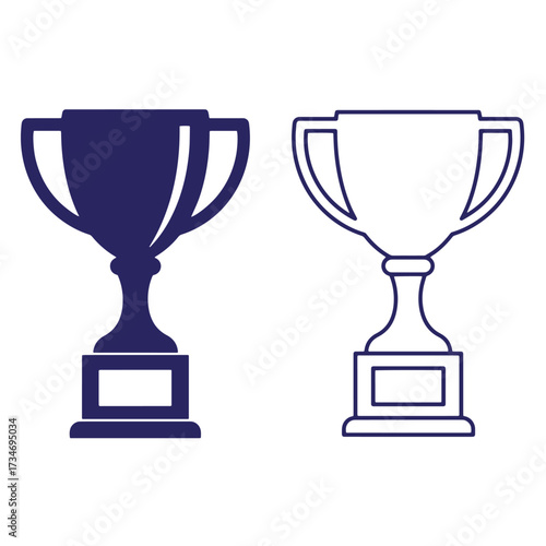 Trophy cup icon vector illustrations in solid and outline styles for awards and success