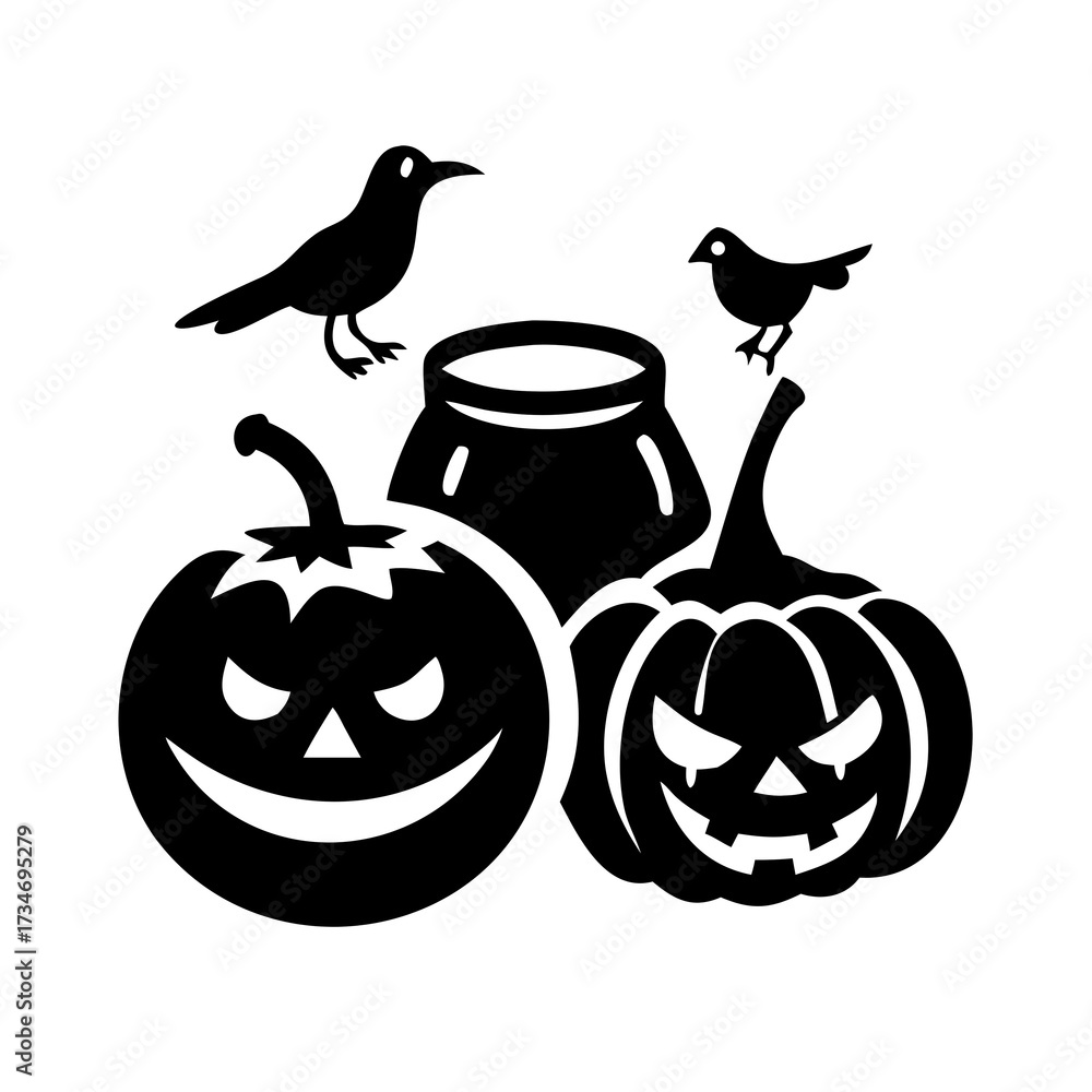 Fototapeta premium halloween pumpkin and bats