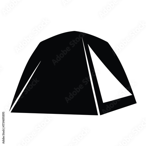 Simple graphic rendering of a camping tent in black and white