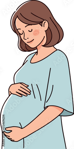 Illustration of a pregnant woman holding her belly