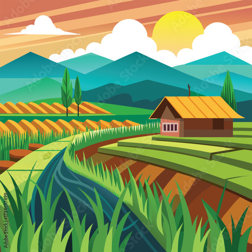 rural landscape with house