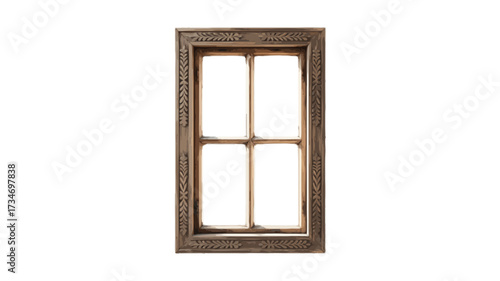 wooden window frame isolated on transparent background