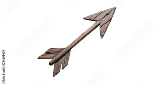wooden arrow pointing steps up isolated on transparent background