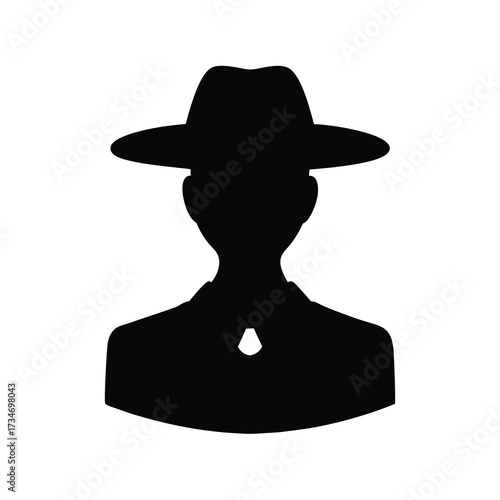 Silhouette of a man in a suit and hat, a mysterious figure