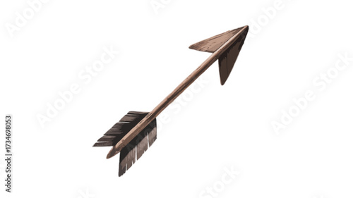 wooden arrow pointing steps up isolated on transparent background
