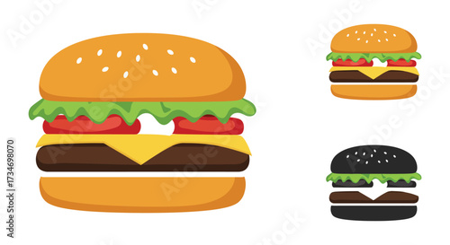Delicious burgers in full color and monochrome variations a tasty design