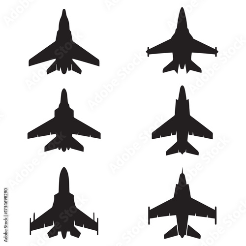 Silhouettes of Six Fighter Jets