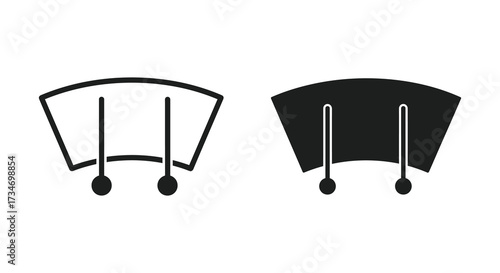 Simple illustration of two car windshields with wiper blades shown