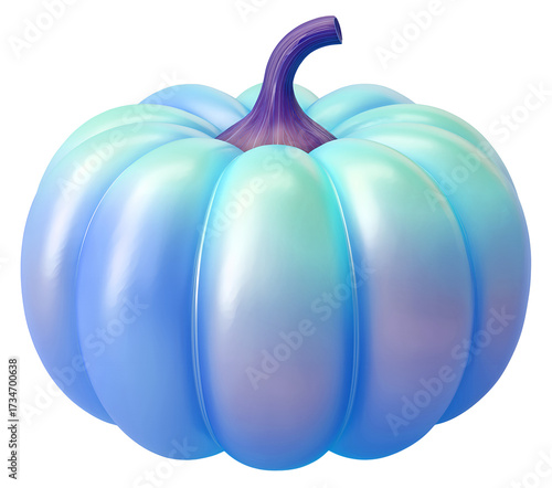 3D render of a holographic pumpkin on a transparent background.