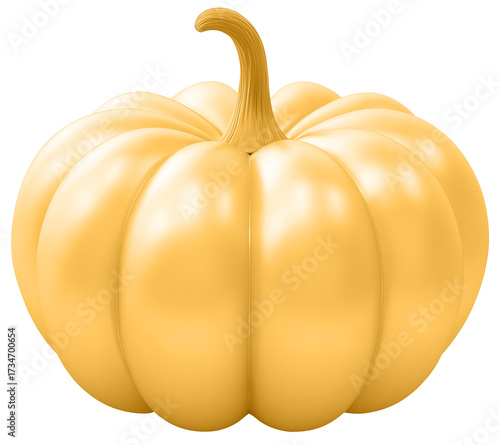 3D render of a golden pumpkin on a transparent background.