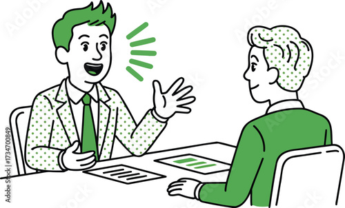 Isometric Business Interview Illustration – Vector for Communication, Presentation, and Professional Dialogue isolated On Transparent Background