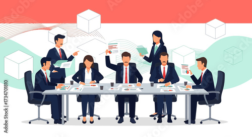 Professional Business Meeting: Teamwork and Strategy Discussion in Corporate Setting