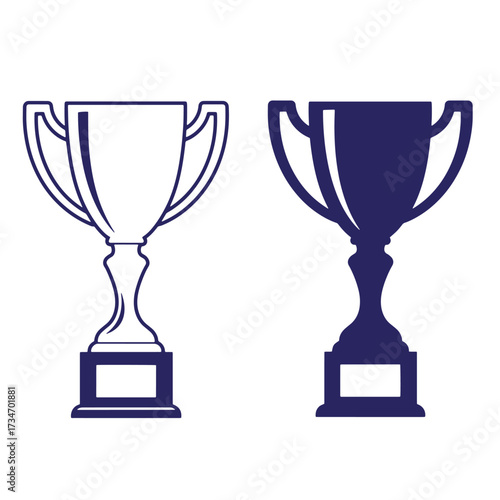 Two vector illustrations of award trophy cups representing achievement and success