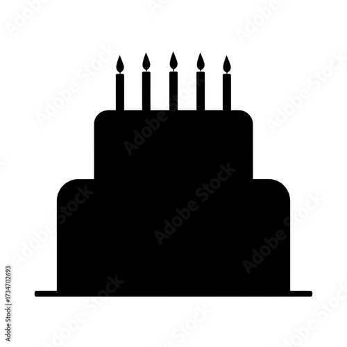 Black Cake Silhouette with Candles