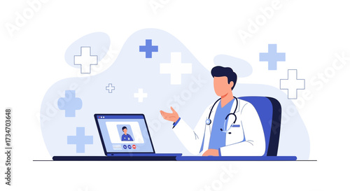 Virtual doctor consultation vector concept, healthcare, tele medicine and support online, medical