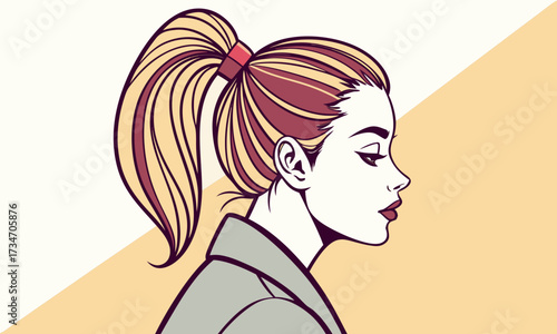 pony tail girl illustration 