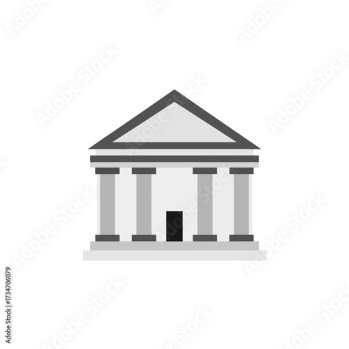 A simple flat icon of a classical building with a pediment and columns, representing a bank, courthouse, or museum.