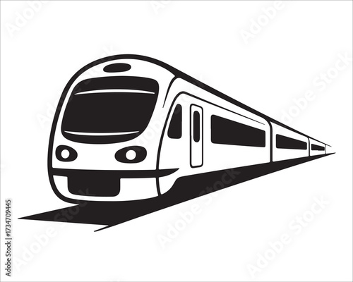 High speed train silhouette vector illustration for transportation concepts