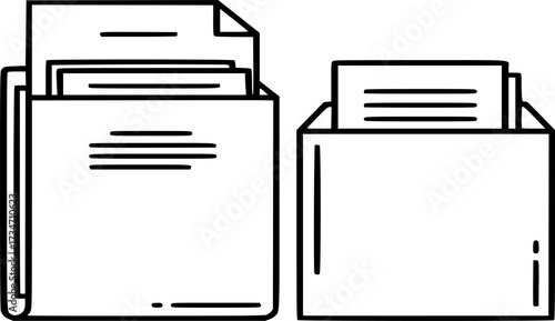 Document folder and paper case line icon vector