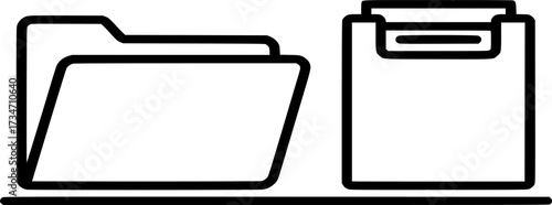 Document folder and paper case line icon vector