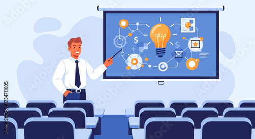 Conceptual Presentation on Innovation and Business Strategy in an Auditorium Setting