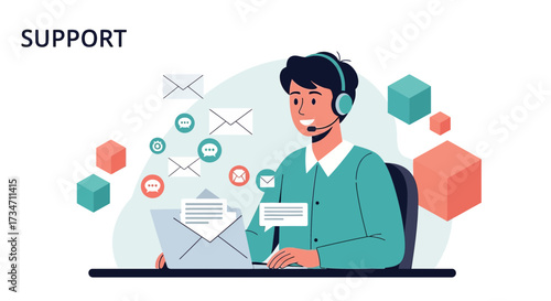 Customer support representative providing assistance via email and online chat channels