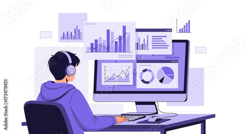 Data analysis and presentation on the computer with graphs charts and diagrams is suitable for
