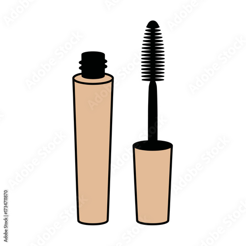 Illustration of opened mascara product on a white background perfect for beauty blogging and fashion illustrations