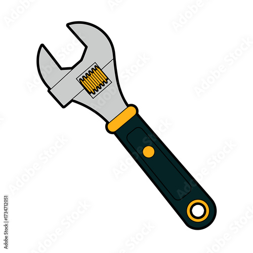 Adjustable Wrench Illustration for Home Repair and Maintenance Projects Hand Tool for Mechanics and DIY Enthusiasts