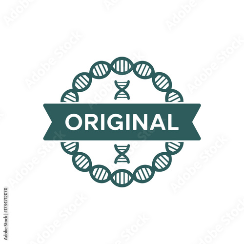 Original DNA Strand Graphic with Bold Banner and Distinct Teal Color Palette Scientific Symbolism