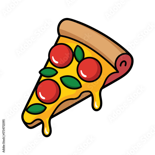 Delicious Pepperoni Pizza Slice Vector Illustration for Food Lovers and Italian Cuisine Enthusiasts everywhere enjoy this amazing taste