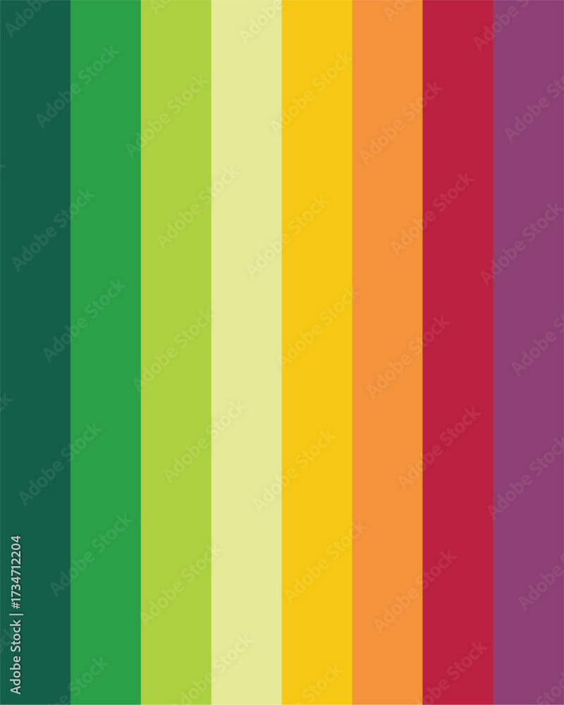 Obraz premium Colorful vertical stripes in a spectrum of shades, from green to red hues