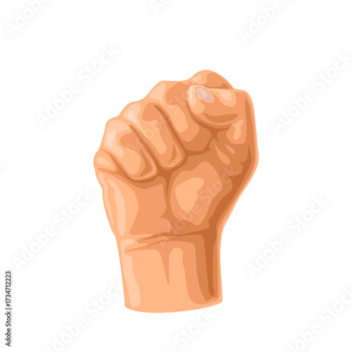 Human hand with a clenched fist. Vector color illustration isolated on a white background. Sign for web, poster, info graphic