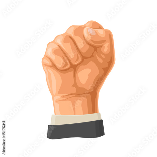 Human hand with a clenched fist. Vector color illustration isolated on a white background. Sign for web, poster, info graphic