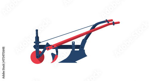 Agricultural equipment farm plow machinery farming tillage tool for soil cultivation outdoor use Flat design vector illustration white background.