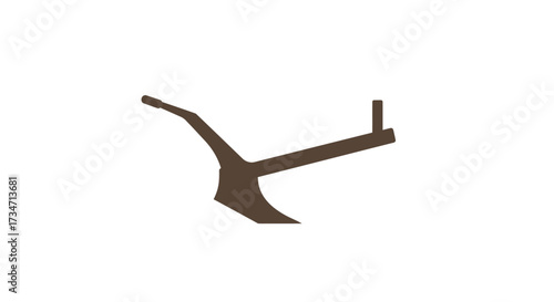 Antique hand plow agricultural tool historic farming equipment Flat design vector illustration white background.