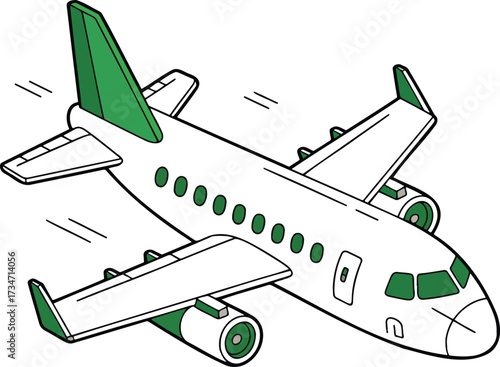 Isometric Commercial Airplane – Vector for Travel, Aviation, and Global Business Logistics isolated On Transparent Background
