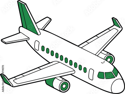 Isometric Commercial Airplane – Vector for Travel, Aviation, and Global Business Logistics isolated On Transparent Background