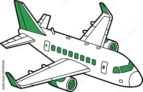 Isometric Commercial Airplane – Vector for Travel, Aviation, and Global Business Logistics isolated On Transparent Background