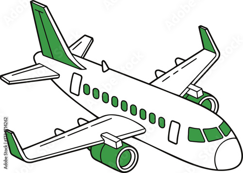 Isometric Commercial Airplane – Vector for Travel, Aviation, and Global Business Logistics isolated On Transparent Background