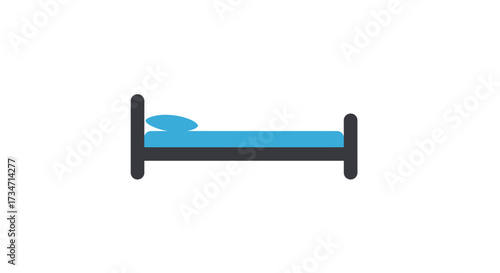 Simple modern bed with blue bedding perfect for sleep and rest furniture design Flat design vector illustration white background.