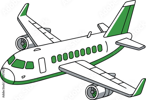 Isometric Commercial Airplane – Vector for Travel, Aviation, and Global Business Logistics isolated On Transparent Background